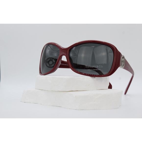 Tiffany & Co TF4003-B 2 Atlas Rhinestone Sunglasses - Crimson Luxe with Silver A